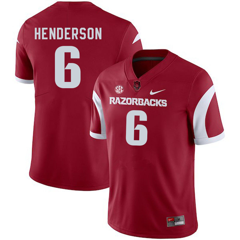 Men #6 Kavion Henderson Arkansas Razorbacks College Football Jerseys Stitched-Cardinal